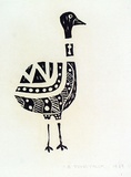 Artist: b'TUNGUTALUM, Bede' | Title: b'Standing bird in profile' | Date: 1969 | Technique: b'woodcut, printed in black ink, from one block'