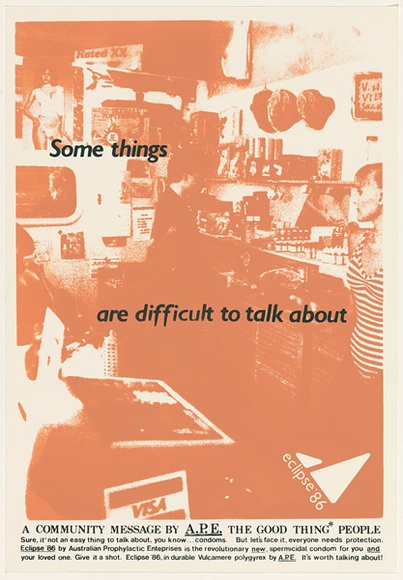 Artist: b'UNKNOWN' | Title: b'Some things are difficult to talk about' | Date: 1988 | Technique: b'screenprint, printed in colour, from multiple stencils'