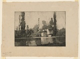 Artist: LONG, Sydney | Title: Iffley Mill, Oxford | Date: c.1919 | Technique: aquatint, printed in black ink with plate-tone, from one copper plate | Copyright: Reproduced with the kind permission of the Ophthalmic Research Institute of Australia