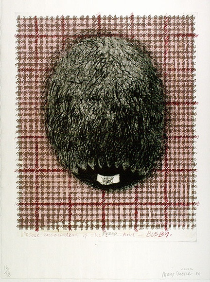 Artist: b'Moore, Mary.' | Title: b'Close encounter of the ...kind. Busby' | Date: 1980, April | Technique: b'lithograph, printed in colour, from with four plates, mezzotint, drypoint printed in black ink, from one plate' | Copyright: b'\xc2\xa9 Mary Moore'