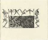 Title: b'Not titled [two figures with fishing net]' | Technique: b'etching, printed in black ink, from shaped plate'