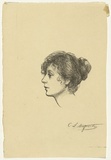 Artist: Allport, C.L. | Title: (Study of a head in profile). | Date: c.1908 | Technique: lithograph, printed in black ink, from one stone [or plate]