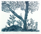 Artist: SHEARER, Mitzi | Title: Little boy dreamer | Date: 1979 | Technique: lithograph, printed in blue ink, from one plate