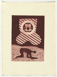 Artist: SELLBACH, Udo | Title: (Crouching man and target) | Technique: etching and aquatint printed in red ink, from one plate