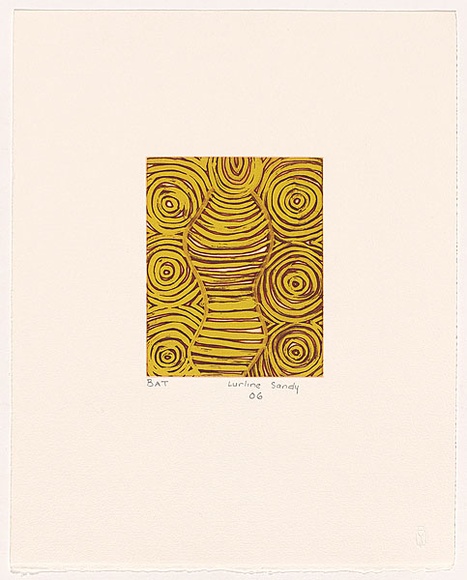 Artist: SANDY NUNGURRAYI, Lurline | Title: Untitled (2). | Date: 2006 | Technique: etching, open-bite with colour roll, printed in colour, from multiple plates
