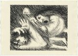 Artist: BOYD, Arthur | Title: St Francis being beaten by his father. | Date: (1965) | Technique: lithograph, printed in black ink, from one plate | Copyright: Reproduced with permission of Bundanon Trust