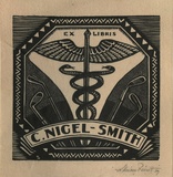 Artist: FEINT, Adrian | Title: Bookplate: C Nigel-Smith. | Date: (1929) | Technique: wood-engraving, printed in black ink, from one block | Copyright: Courtesy the Estate of Adrian Feint