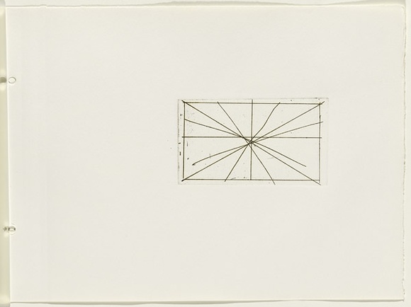 Artist: b'JACKS, Robert' | Title: b'not titled [abstract linear composition]. [leaf 49 : recto]' | Date: 1978 | Technique: b'etching, printed in black ink, from one plate'