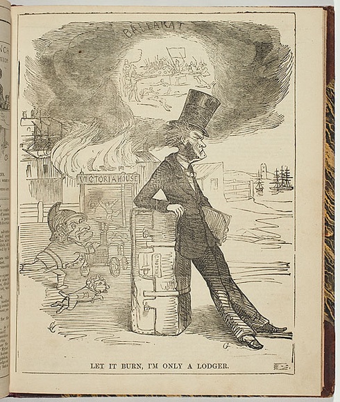 Artist: Calvert, Samuel. | Title: Let it burn, I'm only a lodger. | Date: 1855 | Technique: wood-engraving, printed in black ink, from one block
