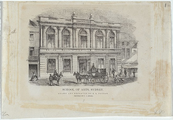 Artist: b'PEYTON, S.L.' | Title: b'School of Arts' | Date: c.1850 | Technique: b'wood-engraving, printed in black ink, from one block'