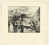 Artist: SHEAD, Garry | Title: not titled [standing and reclining nudes] | Date: c. 1983 | Technique: etching and aquatint, printed in black ink, from one plate | Copyright: © Garry Shead