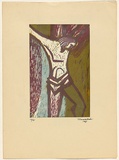 Title: not titled [Christ on the cross] | Date: 1950s-60s | Technique: linocut, printed in colour, from multiple blocks