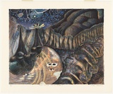 Artist: b'Robinson, William.' | Title: b'Creation landscape - Man and the Spheres II' | Date: 1991, September, October, November | Technique: b'lithographs, printed in colour, from multiple plates'