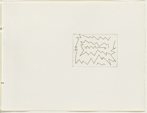 Artist: b'JACKS, Robert' | Title: b'not titled [abstract linear composition]. [leaf 17 : recto]' | Date: 1978 | Technique: b'etching, printed in black ink, from one plate'