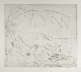 Artist: b'BOYD, Arthur' | Title: b'Bert Hinkler; his wife and lion and letter.' | Date: (1968-69) | Technique: b'etching, printed in black ink, from one plate' | Copyright: b'Reproduced with permission of Bundanon Trust'