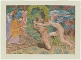 Artist: b'BUNNY, Rupert' | Title: b'Lutte [Wrestling].' | Date: 1920 | Technique: b'monotype, printed in colour, from one zinc plate'