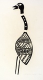 Artist: TUNGUTALUM, Bede | Title: Standing bird | Date: 1969 | Technique: woodcut, printed in black ink, from one block