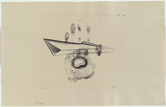 Artist: b'Burns, Peter.' | Title: b'Mystery' | Date: 1957 | Technique: b'lithograph, printed in black ink, from one stone' | Copyright: b'\xc2\xa9 Peter Burns'