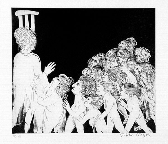 Artist: b'BOYD, Arthur' | Title: b'Lysistrata calls the women.' | Date: 1970 | Technique: b'etching and aquatint, printed in black ink, from one plate'