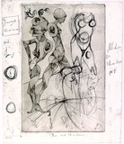 Artist: SHOMALY, Alberr | Title: Man and universe [recto]; (sketch) [verso] | Date: 1968 | Technique: engraving, printed in black ink, from one copper plate; additions in pencil and black ink