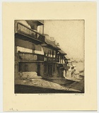 Artist: LONG, Sydney | Title: Windmill Street, Old Sydney [2]. | Date: 1928 | Technique: etching and aquatint, printed in warm black ink, from one copper plate | Copyright: Reproduced with the kind permission of the Ophthalmic Research Institute of Australia