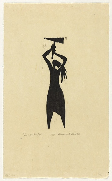 Artist: b'Counihan, Noel.' | Title: b'Demonstrator.' | Date: 1978, July | Technique: b'woodcut, printed in black ink, from one block'