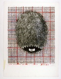 Artist: b'Moore, Mary.' | Title: b'Close encounter of the ...kind. Busby' | Date: 1980, April | Technique: b'mezzotint, drypoint and engraving, printed in black; lithograph, printed in colour, from three plates with green ballpoint pen' | Copyright: b'\xc2\xa9 Mary Moore'