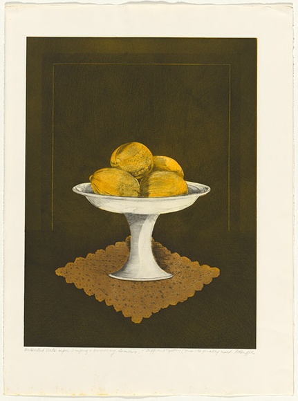 Artist: b'GRIFFITH, Pamela' | Title: b'Lemons' | Date: 1982 | Technique: b'etching, aquatint, soft ground printed in colour from two zinc plates' | Copyright: b'\xc2\xa9 Pamela Griffith'