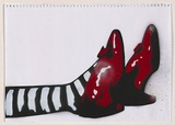 Artist: PRISM, | Title: not titled [red shoes]. | Date: 2004 | Technique: stencil, printed in black and red ink, from one stencil