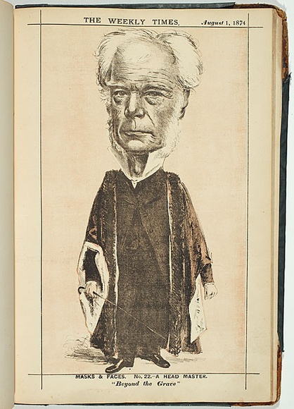 Title: b'A head master [Rev. J.E. Bromby].' | Date: 1 August 1874 | Technique: b'lithograph, printed in colour, from multiple stones'