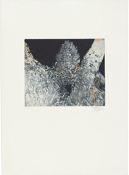 Title: b'Ta Prohm, trees and entrance' | Date: 1999 | Technique: b'etching, aquatint and lavis, printed in colour, from two plates'