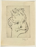 Title: not titled [face wearing crown] | Date: c.1958 | Technique: etching and drypoint, printed in black ink, from one plate