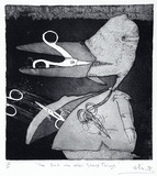Artist: Ellis, Peter. | Title: The duck who ate sharp things. | Date: 1978 | Technique: etching and aquatint, printed in black ink, from one plate