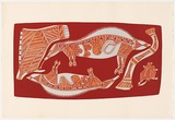 Artist: b'Nadjamarrek, Lofty Bardayal.' | Title: b'Ngarrbek (Echidnas)' | Technique: b'screenprint, printed in colour, from multiple stencils'