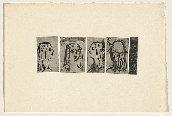 Title: b'not titled [Four views of head]' | Technique: b'etchings, printed in black ink, from five plates'