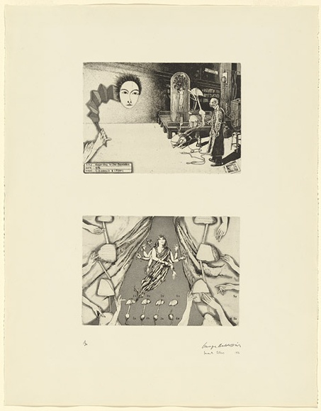 Artist: b'Tillers, Imants.' | Title: b'According to des Esseintes 5.' | Date: 1976 | Technique: b'etching and aquatints, printed in black ink, each from one plate' | Copyright: b'Courtesy of the artist'