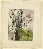 Artist: Cilento, Margaret. | Title: Scarecrow. | Date: 1951 | Technique: colour engraving, aquatint, stencil and printed with plate-tone
