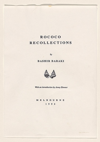 Title: b'Rococo Recollections [title-page]' | Date: 1995 | Technique: b'electrostatic print'