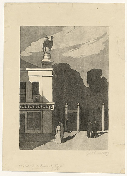 Artist: b'TRAILL, Jessie' | Title: b'Antwerp, entrance to zoo' | Date: 1907 | Technique: b'lithograph, printed in black ink, from one stone'