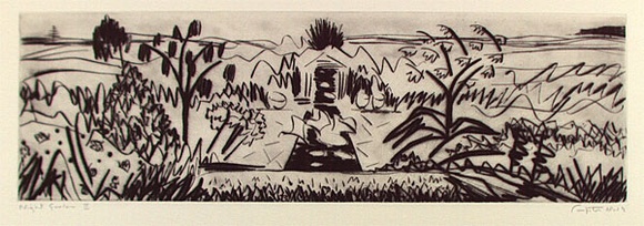 Artist: b'Fumpston, Rodney.' | Title: b'Night garden II' | Date: 1993, September - October | Technique: b'drypoint, printed in black ink, from one plate'