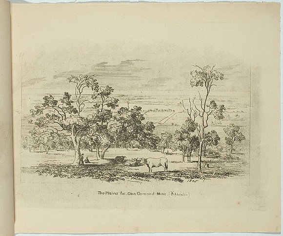 Artist: b'Nixon, F.R.' | Title: b'The plains from Glen Osmond Mine, Adelaide.' | Date: 1845 | Technique: b'etching, printed in black ink, from one plate'