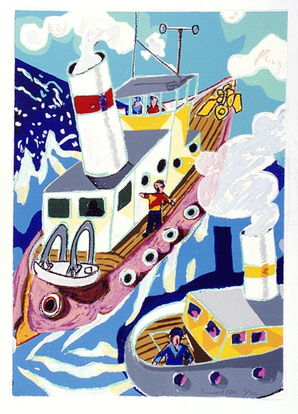 Artist: b'Ollis, Bernard' | Title: b'Tug boat' | Date: 1988 | Technique: b'screenprint, printed in colour, from multiple stencils'