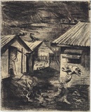 Artist: Fabian, Erwin. | Title: Huts, night. | Date: 1941 | Technique: monotype, printed in black ink, from one plate | Copyright: © Erwin Fabian