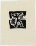 Artist: b'Salkauskas, Henry.' | Title: b'The search.' | Date: 1950 | Technique: b'linocut, printed in black ink, from one block' | Copyright: b'\xc2\xa9 Eva Kubbos'