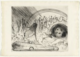 Artist: b'BOYD, Arthur' | Title: b'Lions with bone in wooded landscape (The last of St Jerome).' | Date: (1968-69) | Technique: b'etching and drypoint, printed in black ink, from one plate' | Copyright: b'Reproduced with permission of Bundanon Trust'