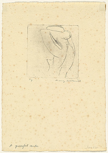 Artist: WALKER, Murray | Title: A graceful nude | Date: 1962 | Technique: drypoint, printed in black ink, from one plate