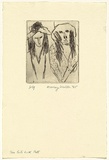 Artist: WALKER, Murray | Title: Two girls with hats | Date: 1965 | Technique: drypoint, printed in black ink, from one plate