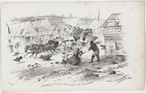 Artist: GILL, S.T. | Title: Arrival of Geelong mail, main road, Ballarat. | Date: 1855-56 | Technique: lithograph, printed in black ink, from one stone