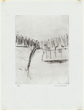 Artist: b'WILLIAMS, Fred' | Title: b'Landscape with goose' | Date: 1973 | Technique: b'drypoint, roulette, electric hand engraving tool and burnisher, printed in black ink, from one copper plate' | Copyright: b'\xc2\xa9 Fred Williams Estate'