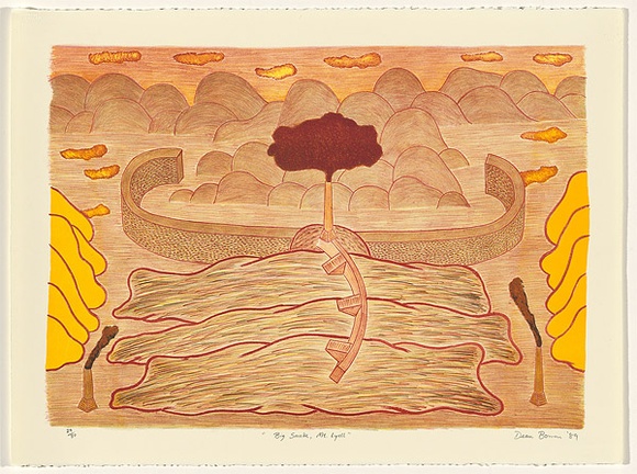 Artist: b'Bowen, Dean.' | Title: b'Big smoke, Mt. Lyell.' | Date: 1989 | Technique: b'lithograph, printed in colour, from multiple stones' | Copyright: b'\xc2\xa9 Dean Bowen'